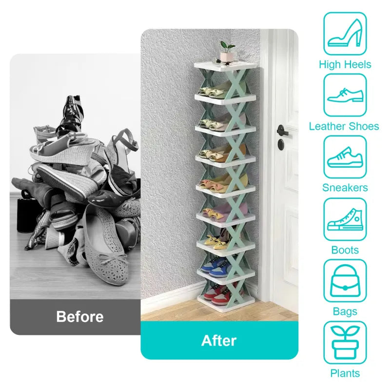 9Tier Narrow Entryway Shoe Rack